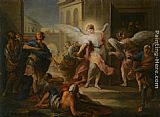 Carle Van Loo Canvas Paintings - The Blinding of the Inhabitants of Sodom